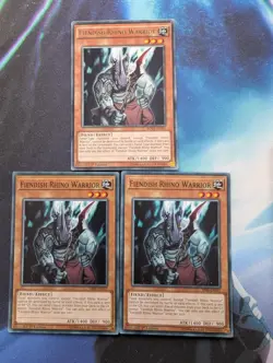YuGiOh! Fiendish Rhino Warrior Rare/Common SR06/BOSH x3 PLAYSET 1st Ed - Image 1