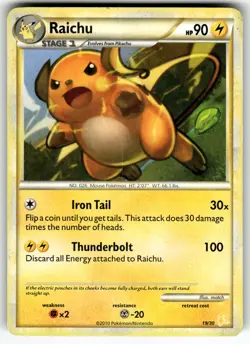 Raichu (#19 Non-Holo) 19/30 HGSS Trainer Kit: Gyarados & Raichu LP Pokemon Card - Image 1