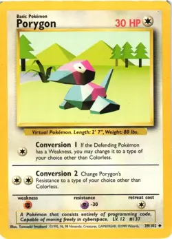 Porygon 39/102 Base Set Uncommon 1999 Pokemon Game Card WOTC - Image 3