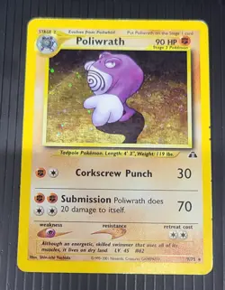 Pokemon Poliwrath Holo Rare Neo Discovery 9/75 90 HP English 2001 - Image 1