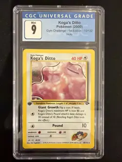 Koga's Ditto Pokemon 2000 Gym Challenge 1st Edition 10/132 Holo CGC 9 Mint - Image 2