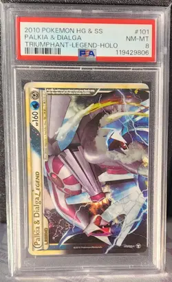 2010 POKEMON TRIUMPHANT PALKIA & DIALGA LEGEND TOP #101 PSA 8 NM - Image 1