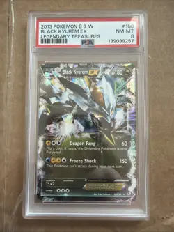 Pokemon TCG Black Kyurem EX Ultra Rare Card 100/113 Legendary Treasures PSA 8 - Image 1