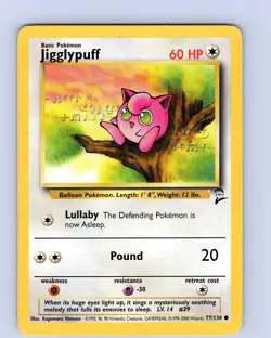 Pokemon TCG Jigglypuff 77/130 Base Set 2 Unlimited Common Card WOTC Played MP - Image 1