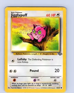 Pokemon TCG Jigglypuff Jungle 54/64 Unlimited Common Card WOTC Played HP - Image 1