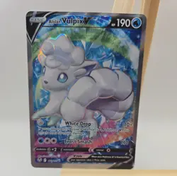 Pokemon TCG Alolan Vulpix V Full Art Silver Tempest Holo Ultra Rare Card 173/195 - Image 1