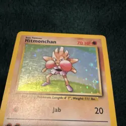 Pokemon Hitmonchan Base Set Holo Rare 7/102 1999 English Card - MP - Image 2