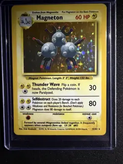 1999 Base Set Magneton Holo #9/102 Rare WOTC Pokemon Card TCG LP NM! - Image 1