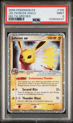 2005 POKEMON EX DELTA SPECIES #109 JOLTEON EX-HOLO PSA 9 - Image 1