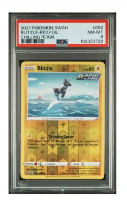 PSA 8 2021 POKEMON SWORD & SHIELD CHILLING REIGN 050 BLITZLE-REVERSE FOIL - Image 1