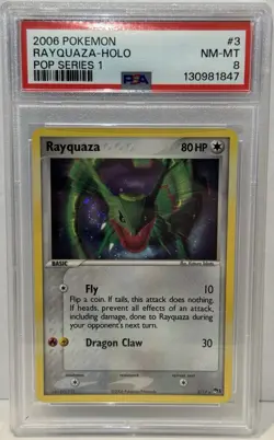 2006 Pokemon Rayquaza Holo Pop Series 1 #3 PSA 8 NM-MT Swirl 🌀 - Image 1