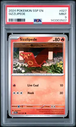 2024 POKEMON SSP EN-SURGING SPARKS #027 SIZZLIPEDE PSA 9 - Image 1