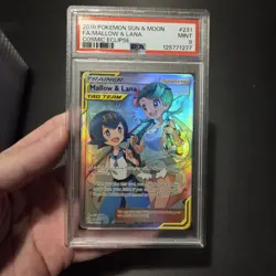 Pokemon Card Mallow & Lana Team Full Art Trainer Holo Rare Cosmic Eclipse PSA 9 - Image 1