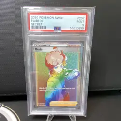 Pokemon Bede Full Art Secret Rare 207/202 Sword & Shield Holo PSA 9 Trainer - Image 1