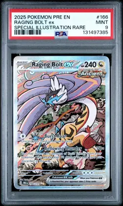 2025 Pokemon PRE EN Raging Bolt ex 166/131 Special Illustration Rare PSA 9 - Image 1