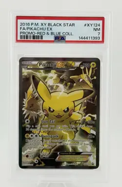 2016 POKEMON XY BLACK STAR PROMO RED & BLUE COLL FULL ART/PIKACHU EX PSA 7 - Image 1