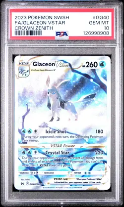 2023 POKEMON SWORD & SHIELD CROWN ZENITH #GG40 FULL ART/GLACEON VSTAR PSA 10 - Image 1