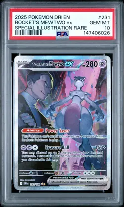 2025 POKEMON DRI EN-DESTINED RIVALS #231 TEAM ROCKET'S MEWTWO EX PSA 10 - Image 1