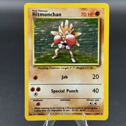 1999 Pokemon TCG Hitmonchan Base Set 7/102 Holo Unlimited Holo Rare - Image 1