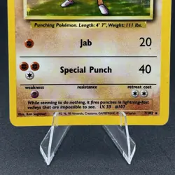 1999 Pokemon TCG Hitmonchan Base Set 7/102 Holo Unlimited Holo Rare - Image 3
