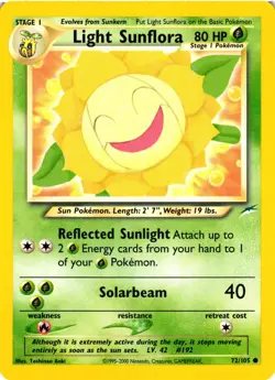 Pokemon TCG Light Sunflora Neo Destiny 72/105 Regular Unlimited Common VLP - Image 1