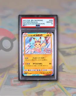 PSA 10 Gem Mint Pokemon Easter's Pikachu Japanese Holo Promo 055/SM-P - Image 1