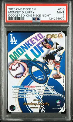 PSA 9 ONE PIECE PROMOS DODGERS X ONE PIECE NIGHT 2025 #010 MONKEY D. LUFFY - Image 1