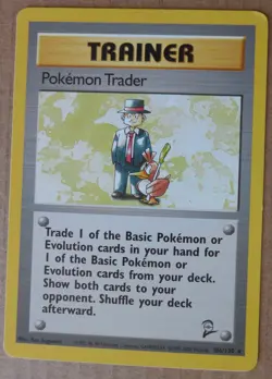 Pokemon Trader 106/130 Rare Non-Holo Base 2 Set Pokemon Trainer Card LP - Image 1