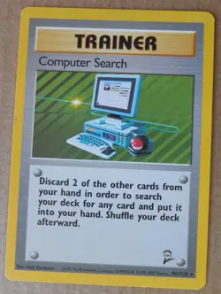Computer Search 101/130 Rare Non-Holo Base 2 Set Pokemon Trainer Card LP - Image 1