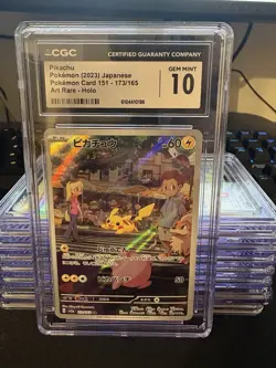 Pokemon Pikachu 173/165 Card 151 Art Rare Holo CGC Gem Mint 10 Japanese - Image 1