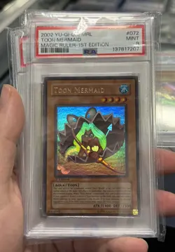 2002 Yugioh Magic Ruler TOON MERMAID MRL-072 1st Edition Ultra Rare PSA 9 Wavy - Image 1