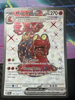 Pokemon Magcargo EX Holo Card 191/167 Twilight Masquerade Series - Image 1