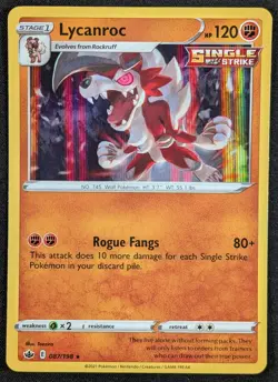Lycanroc 2021 Chilling Reign Holo Rare Pokemon Card 087/198 (NM) - Image 1