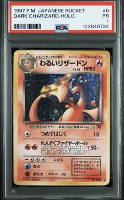 1997 Japanese Rocket Dark Charizard Holo PSA 1 Pokemon Card - Image 1