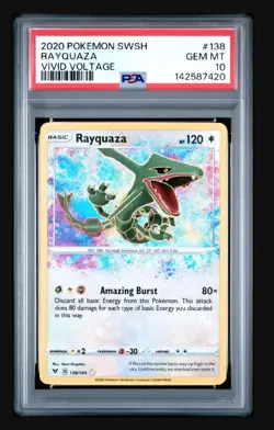 2020 POKEMON SWORD & SHIELD VIVID VOLTAGE #138 RAYQUAZA PSA 10 - Image 1