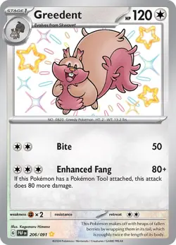 Greedent #206 Pokemon Paldean Fates - Image 1