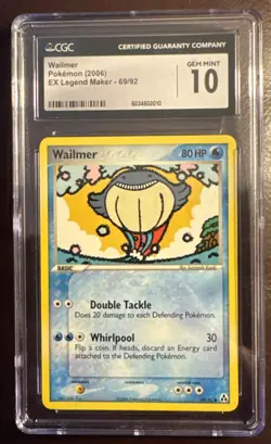 Wailmer Pokemon 2006 Ex Legend Maker 69/92 CGC 10 Gem Mint - Image 1