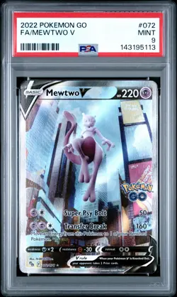 2022 POKEMON GO #072 FULL ART/MEWTWO V PSA 9 - Image 1