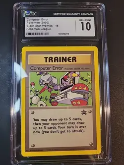 CGC 10 Gem Mint 💎 2000 Pokemon League Computer Error Black Star Promo #16 - Image 1