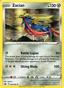 Pokemon TCG Zacian 094/159 & Zamazenta 097/159 Crown Zenith Holo Rare NM - Image 1