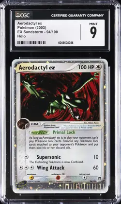 2003 POKEMON EX SANDSTORM - HOLO #94/100 AERODACTYL EX CGC 9 - Image 1