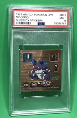 PSA 9 Mint NIDOKING #D49 Vintage 1998 Pokemon Amada Super DX Stickers - Image 1
