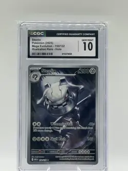 Steelix 150/132 Mega Evolution Illustration Rare Holo CGC 10 Pokemon Card 2025 - Image 3