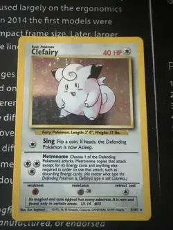 Pokemon TCG Clefairy Base Set Holo Unlimited Rare Card 5/102 MP Condition - Image 1