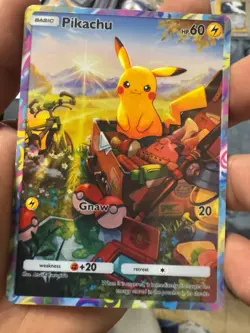 Pokemon Full Art Pikachu CUSTOM ART Card Based Off of TCGP Game. US Based - Image 3