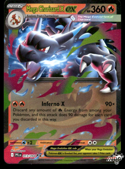 2025 Lightly Played Pokemon Mega Charizard X ex 013/094 Phantasmal Flames - Image 1