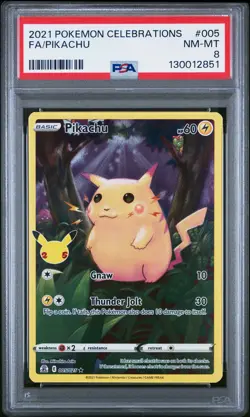 2021 POKEMON CELEBRATIONS #005 FULL ART/PIKACHU PSA 8 - Image 1