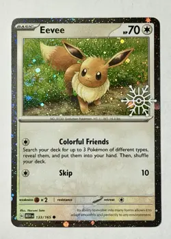 Pokemon TCG - Eevee 133/165 - 2023 Pokemon Holiday/Advent Calendar C Cosmo Holo - Image 1
