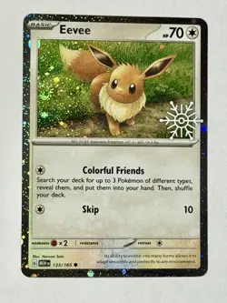 Pokemon TCG - Eevee 133/165 - 2023 Pokemon Holiday/Advent Calendar C Cosmo Holo - Image 2