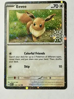 Pokemon TCG - Eevee 133/165 - 2023 Pokemon Holiday/Advent Calendar C Cosmo Holo - Image 3